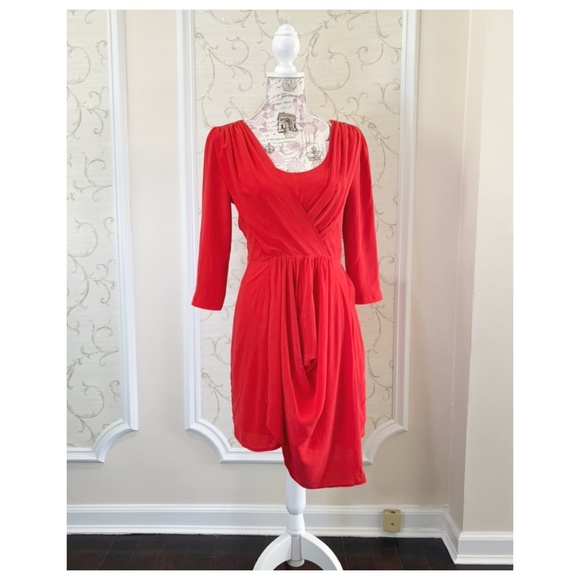 Aryn K. Anthropologie Red Silk Dress Size Small - Picture 2 of 5